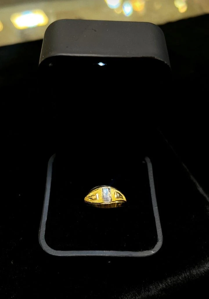 Three Stone Band Gold Ring